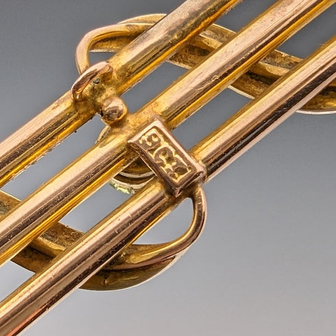 古董 9 克拉金綠寶石和珍珠胸針